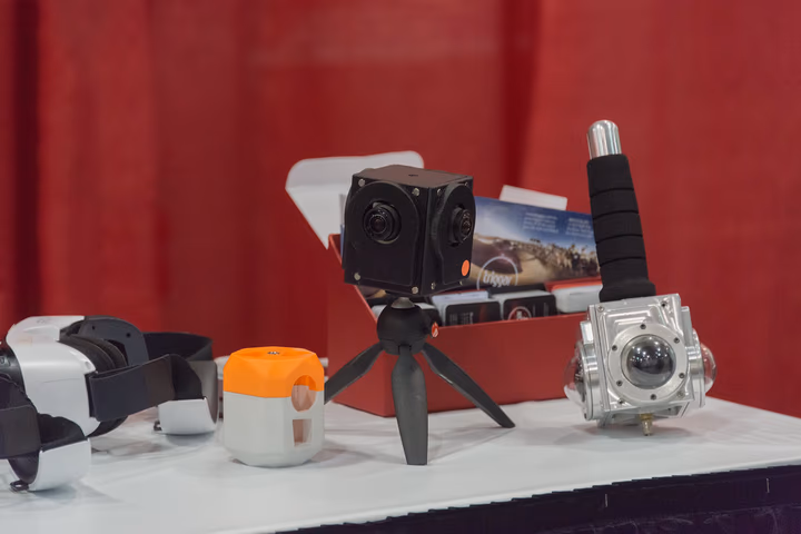 Camera equipment at Triggar VR booth at SVVR 2015 (closeup)