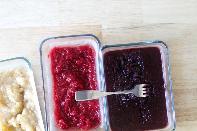 Crushed ice made from raspberries