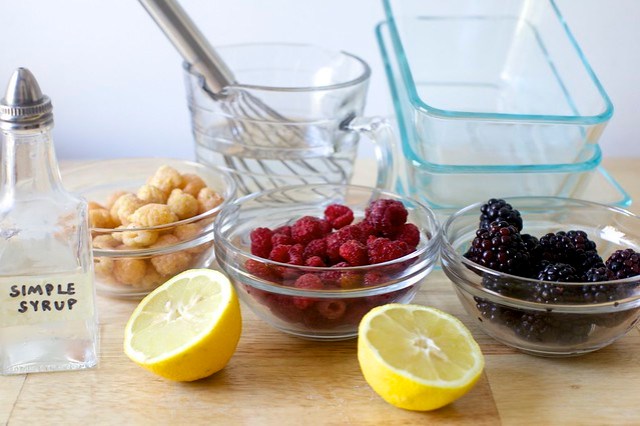 Crushed ice made from raspberries