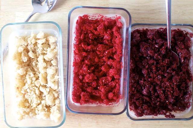 Crushed ice made from raspberries